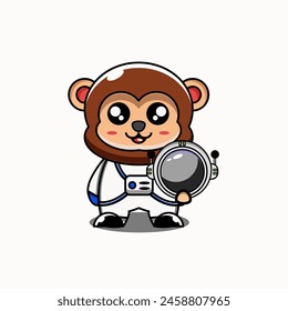 cute vector design illustration of astronaut monkey mascot