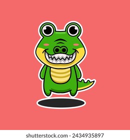 cute vector design illustration of a crocodile mascot svg