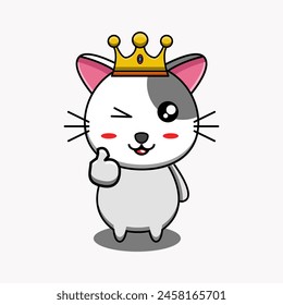 cute vector design illustration mascot design of a cat with a crown