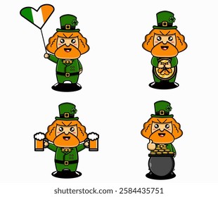 cute vector design illustration mascot character st patrick's bundle set