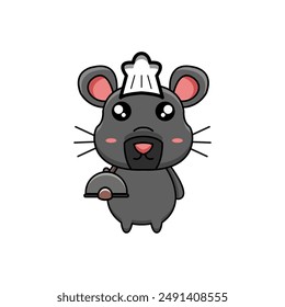 cute vector design illustration of the rat chef mascot	