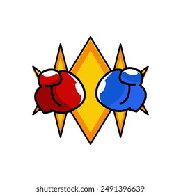 cute vector design illustration of simple boxing gloves on a yellow background	