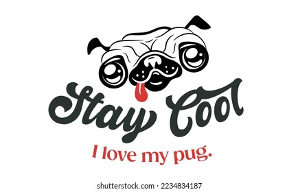 Cute vector design for pug dog and animal lovers. Suitable for printing for t-shirts, mugs, pillows and personalized souvenirs. Keep Calm an hug a pug vector design.