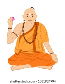 Cute vector design of a south Indian style pandit ji in sitting position in a very creative and professional design.