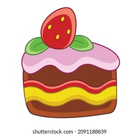 
Cute vector dessert. Vector cartoon cake. Vector illustration for children