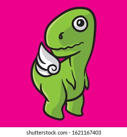 Cute vector dino with cupid love wing