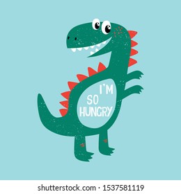 cute vector dinosaur drawing for tee print