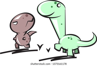 cute vector dinosaur friends