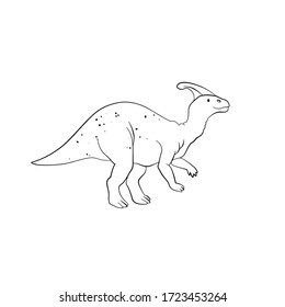 Cute vector dinosaur on white background. Dinosaur illustration, cartoon dino collection. Hand drawn line dino for kids