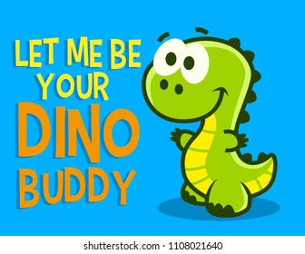 Cute vector dinosaur t-rex on blue background.