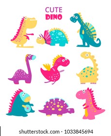 Cute vector dinosaurs. Big set