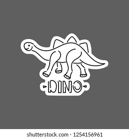 Cute vector dinosaurs isolated on white background. Palm tree, cactus, sun,