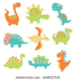 Cute vector dinosaurs isolated on white background.