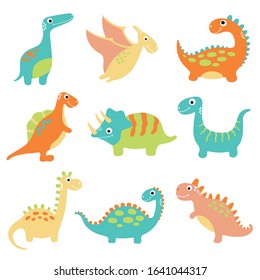 Cute vector dinosaurs isolated on white background.