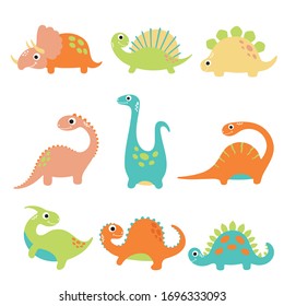 Cute vector dinosaurs isolated on white background.