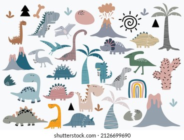 Cute vector dinosaurs isolated on white background. 