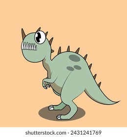 Cute vector dinosaurs isolated on Orange background