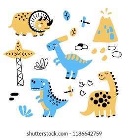 
Cute Vector Dinosaurs. Set vector in cartoon style