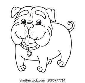 Cute vector dog. Vector cartoon bulldog. Vector illustration for children