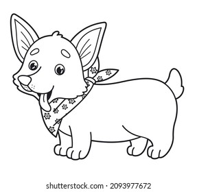 Cute vector dog. Vector cartoon corgi. Vector illustration for children