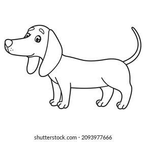 Cute vector dog. Vector cartoon dachsund. Vector illustration for children