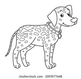 Cute vector dog. Vector cartoon dalmatian dog. Vector illustration for children