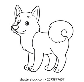 Cute vector dog. Vector cartoon husky. Vector illustration for children