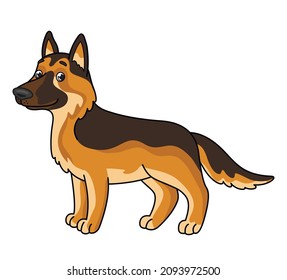 
Perro vector lindo. Pastor de dibujos animados. Ilustración de vectores para niños