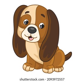 
Cute vector dog. Vector cartoon spaniel. Vector illustration for children