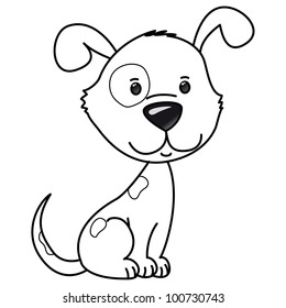 cute vector dog, coloring, isolated on white background