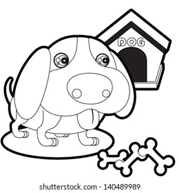 cute vector dog, coloring, isolated on white background
