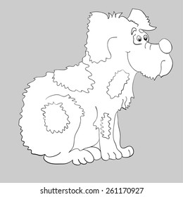 cute vector dog, coloring, isolated on gray background