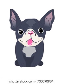 cute vector dog illustration. symbol of new year. french bulldog