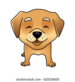 Cute vector dog, labrador puppy isolated on white, happy golden retriever