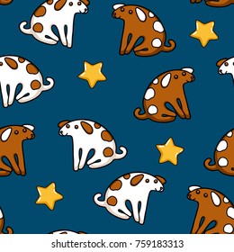 Cute vector dogs and stars seamless pattern, good for fabric or wrapping paper