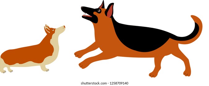 Cute Vector Dogs, Welsh Corgi Dog and Sheepdog