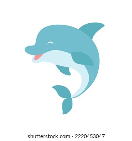 Cute vector dolphin. Sea animal. Cartoon dolphin.
