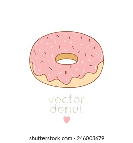 cute vector donut on white background. can be used like element for greeting cards or birthday invitations