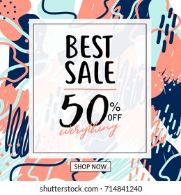 cute vector doodle banner promo template perfect for fashion store, cute things store, website