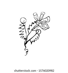 Cute vector doodle flower for wedding hand-drawn isolated on a white background done by black art ink decorative use in print and decor
