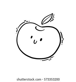 Cute vector doodle hand drawn line illustration of orange. Can be used for coloring.