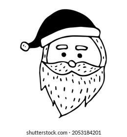 Cuto vectorial doodle Santa Claus. Ilustración vectorial en blanco y negro de Navidad. Hand dibujó a clipart con el padre Frost. Feliz Año Nuevo.