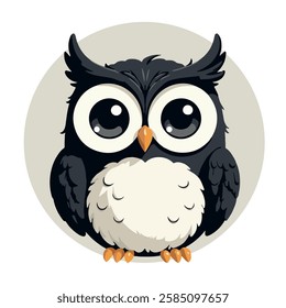 Cute vector drawing of an owl. Owl pattern for T-shirts, notebooks, banners, books. An owl with a white background color. The owl is a symbol of wisdom.