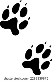 Cute vector drawing of two adorable canis lupus tracks on a white background - wolf footprint design perfect for pet and animal lovers.