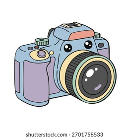 Eine süße Vektor-DSLR-Kamera mit Objektiv