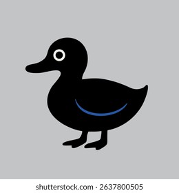 Cute vector duck with big eyes, simple design, great for kids' projects and decor.