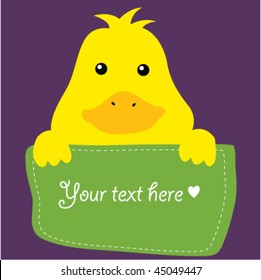 cute vector duck with text box 3