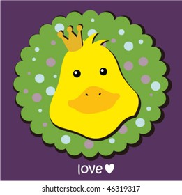 cute vector duck with text box 6