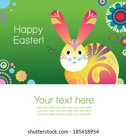 Cute Vector Easter Bunny Greeting Card