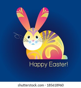 Cute Vector Easter Bunny Greeting Card